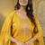 Silk blend mustard occasional wear embroidery work kurta set