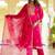 Silk blend hot pink occasional wear embroidery work kurta set