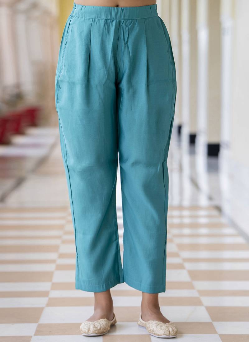 Silk blend blue occasional wear embroidery work kurta set