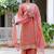 Silk blend peach casual wear embroidery work kurta set