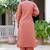 Silk blend peach casual wear embroidery work kurta set