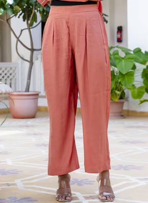 Silk blend peach casual wear embroidery work kurta set 4