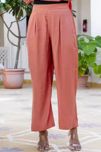 Silk blend peach casual wear embroidery work kurta set