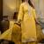 Silk blend yellow casual wear embroidery work kurta set