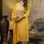 Silk blend yellow casual wear embroidery work kurta set