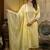 Silk blend light yellow casual wear embroidery work kurta set