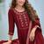 Vichitra silk red party wear embroidery work kurta set