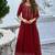 Vichitra silk red party wear embroidery work kurta set