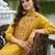 Vichitra silk mustard party wear embroidery work kurta set