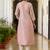 Shimmer silk baby pink casual wear embroidery work readymade kurti
