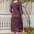 Shimmer silk purple casual wear embroidery work readymade kurti