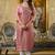 Shimmer silk baby pink casual wear embroidery work readymade kurti