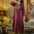 Shimmer silk brown casual wear embroidery work readymade kurti