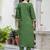 Silk blend green occasional wear embroidery work kurta set