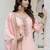 Silk blend peach occasional wear embroidery work kurta set