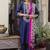 Silk blend royal blue ocassional wear embroidery work kurta set
