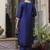 Silk blend royal blue ocassional wear embroidery work kurta set