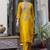 Silk blend mustard ocassional wear embroidery work kurta set
