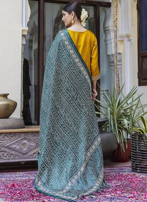 Silk blend mustard ocassional wear embroidery work kurta set 3