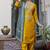 Silk blend mustard ocassional wear embroidery work kurta set