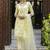 Viscose roman silk yellow casual wear embroidery work kurta set