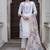 Viscose roman silk white ocassional wear embroidery work kurta set