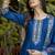 Viscose roman silk blue ocassional wear embroidery work kurta set