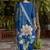 Viscose roman silk blue ocassional wear embroidery work kurta set