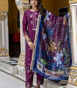 Viscose roman silk wine festival wear embroidery work kurta set
