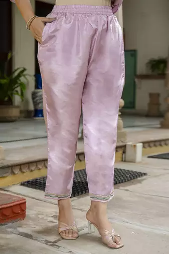 Silk blend baby pink casual wear embroidery work kurta set