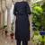 Silk blend black casual wear embroidery work kurta set