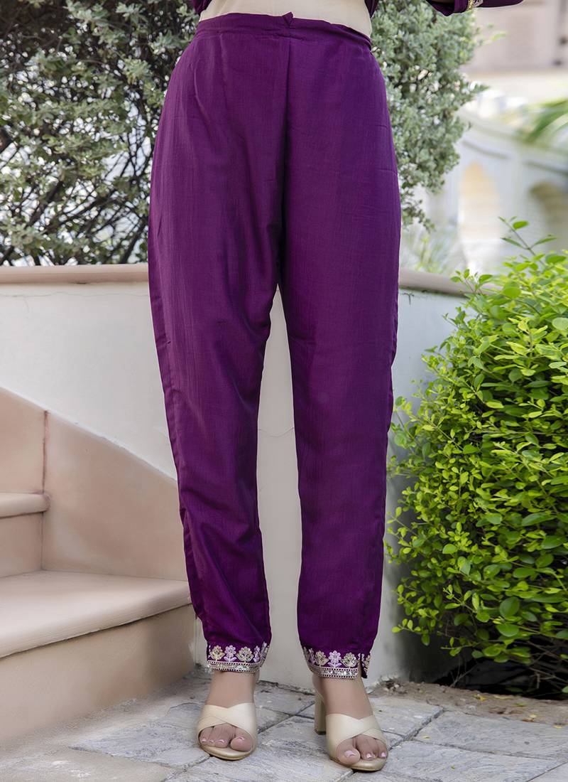 Silk blend magneta casual wear embroidery work kurta set