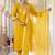 Silk blend mustard casual wear embroidery work kurta set