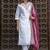 Chanderi silk white casual wear embroidery work kurta set