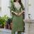 Silk blend olive green casual wear embroidery work kurta set