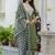 Silk blend olive green casual wear embroidery work kurta set