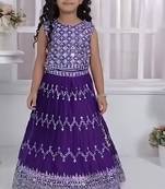 Chinon silk embroidery work purple readymade lehenga choli