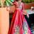 Chinon silk embroidery with digital printed red readymade lehenga choli