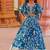Foux georgette embroidery with digital printed blue readymade lehenga choli