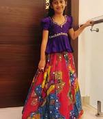 Chinon silk embroidery  purple readymade lehenga choli