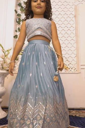 Georgette embroidery  grey readymade lehenga choli