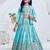 Chinon silk embroidery work  aqua blue readymade lehenga choli