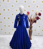 Viscos velvet embroidery work royal blue readymade gown