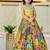 Chinon silk embroidery and printed work yellow readymade gown
