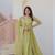 Gold-Crush Fabric Embroidered Stitched Gown with Dupatta     Pista Green | 56" Length