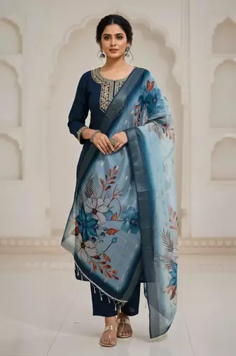 Rama coding sequence embroidered kurta with trouser & dupatta