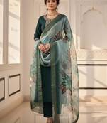 Green coding sequence embroidered kurta with trouser & dupatta