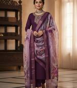 Wine coding sequence embroidered kurta with trouser & dupatta