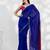 Blue and pink colourblock georgette designer saree with blouse