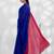 Blue and pink colourblock georgette designer saree with blouse